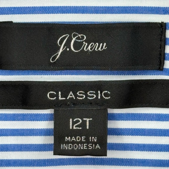 J. Crew Classic Blue & White Stripped 100% Cotton Button Down Shirt Size 12 Tall - Picture 7 of 8